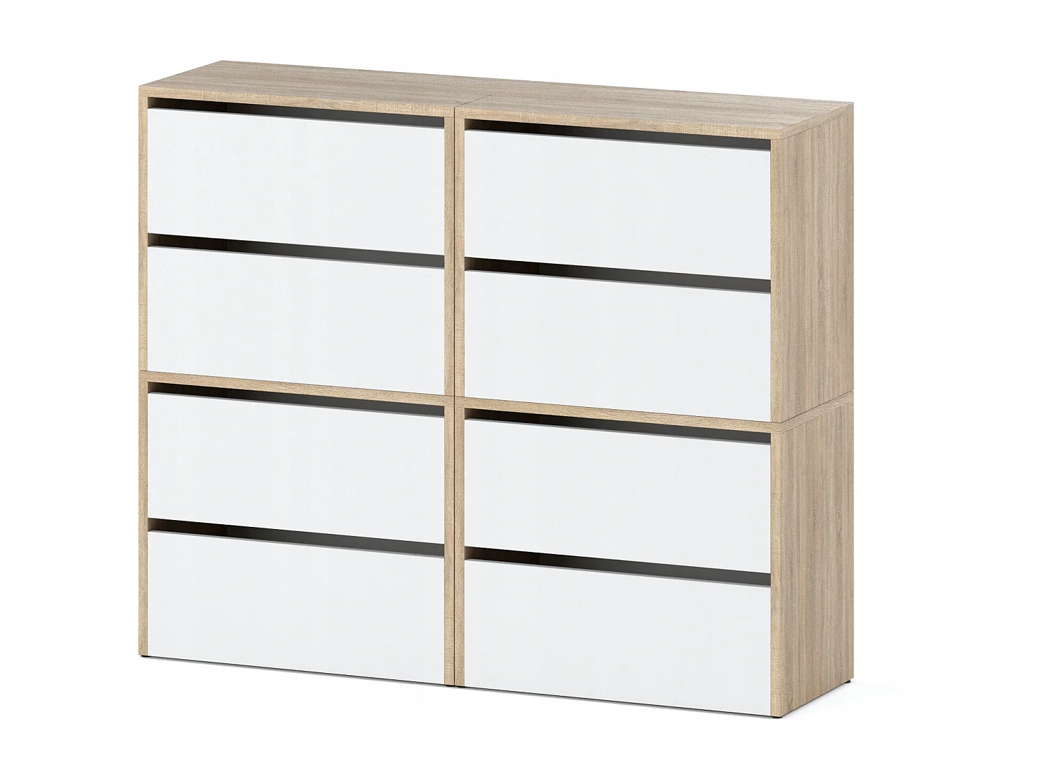 Grand Meuble à Chaussures 120x36x100 cm Blanc+ Chêne Sonoma 20paires– Haut Rangement Étagère pour Entrée