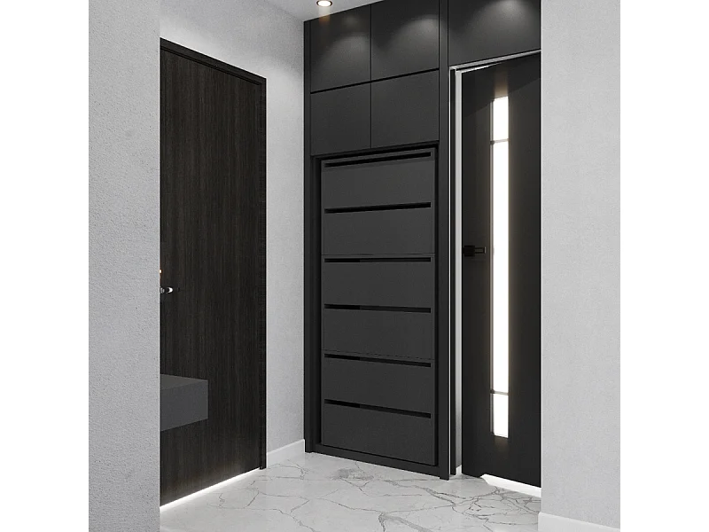 Meuble à Chaussures Étroit Gris 60x36x150cm 15 paires  – Étagère Rangement Entrée