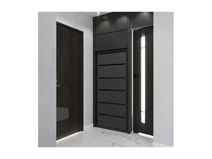 Meuble à Chaussures Étroit Gris 60x36x150cm 15 paires  – Étagère Rangement Entrée