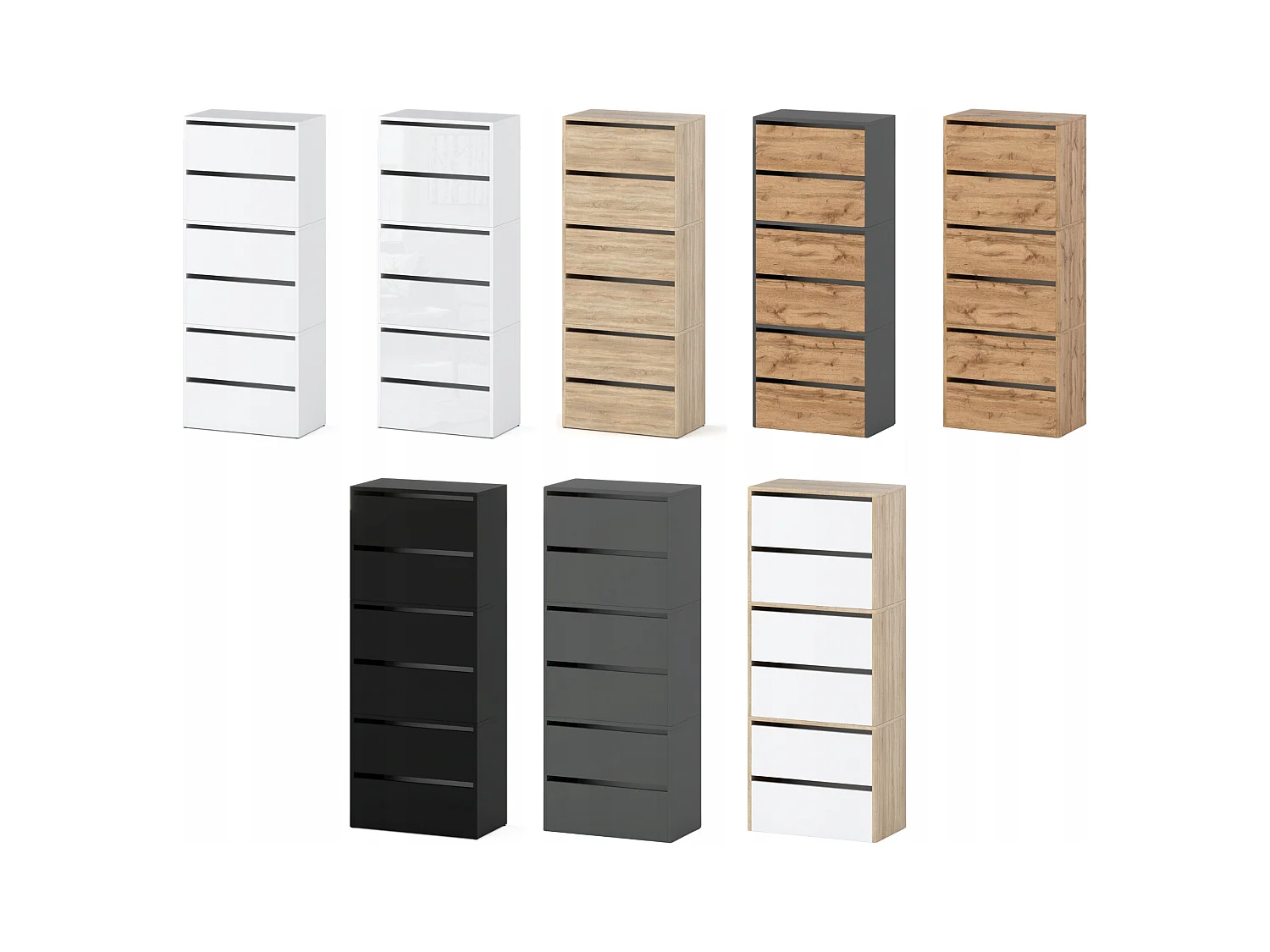 Meuble à Chaussures Étroit Gris 60x36x150cm 15 paires  – Étagère Rangement Entrée