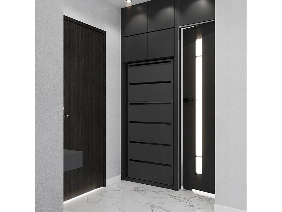 Meuble à Chaussures Étroit Gris 60x36x150cm 15 paires  – Étagère Rangement Entrée