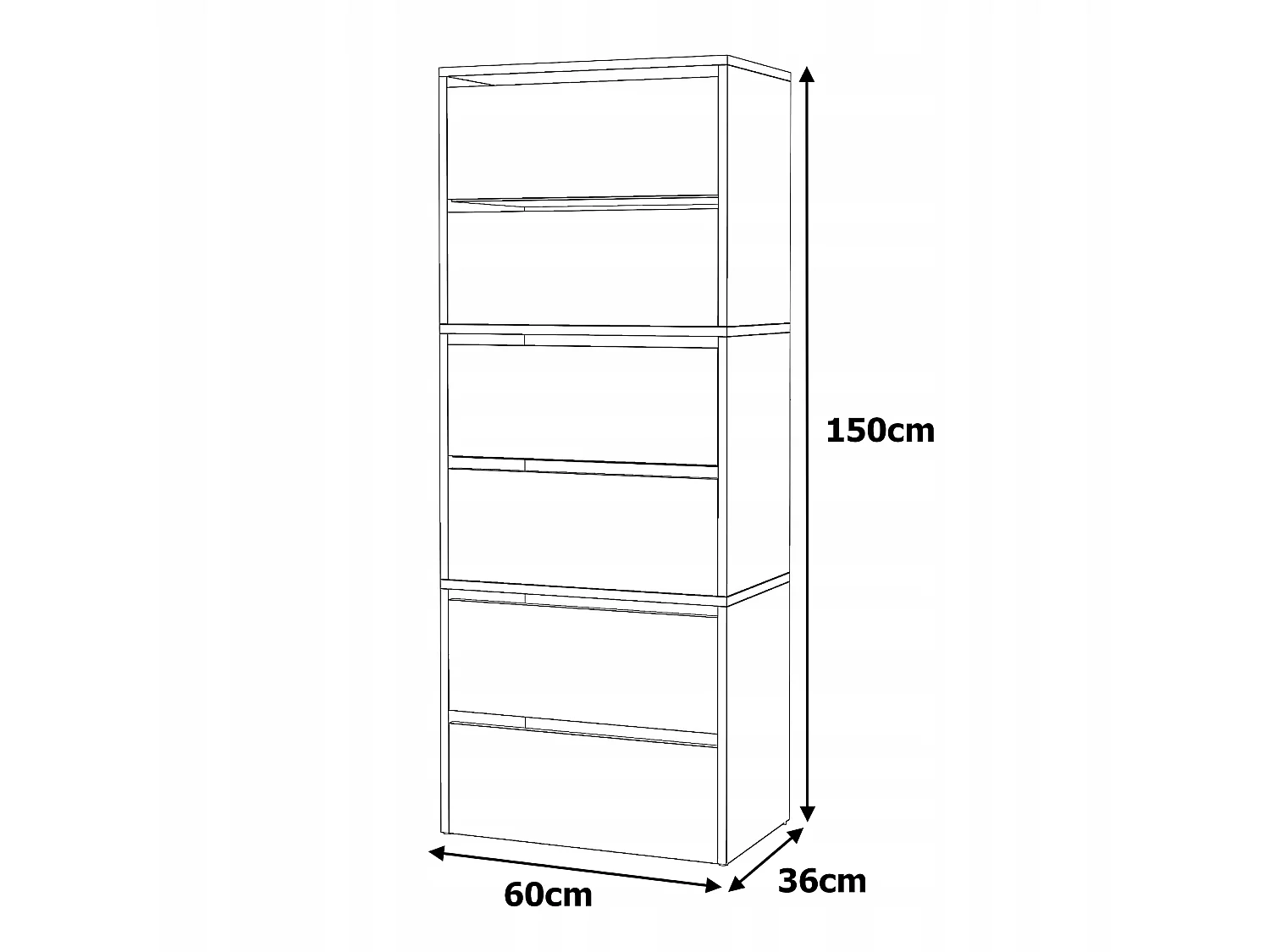 Meuble à Chaussures Étroit Gris 60x36x150cm 15 paires  – Étagère Rangement Entrée