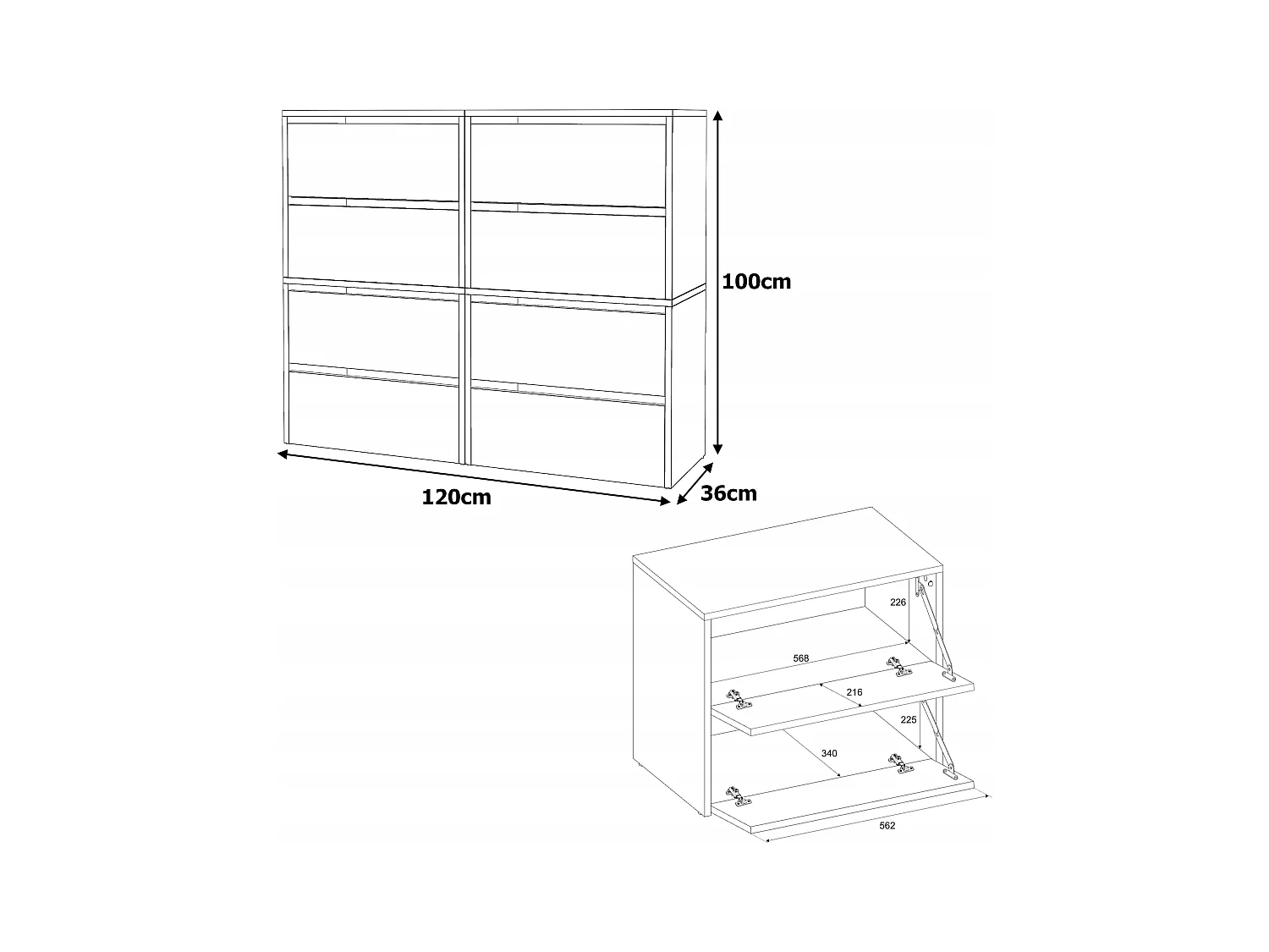 Grand Meuble à Chaussures 120x36x100cm-20paires  Cachemire – Haut Rangement Étagère pour Entrée