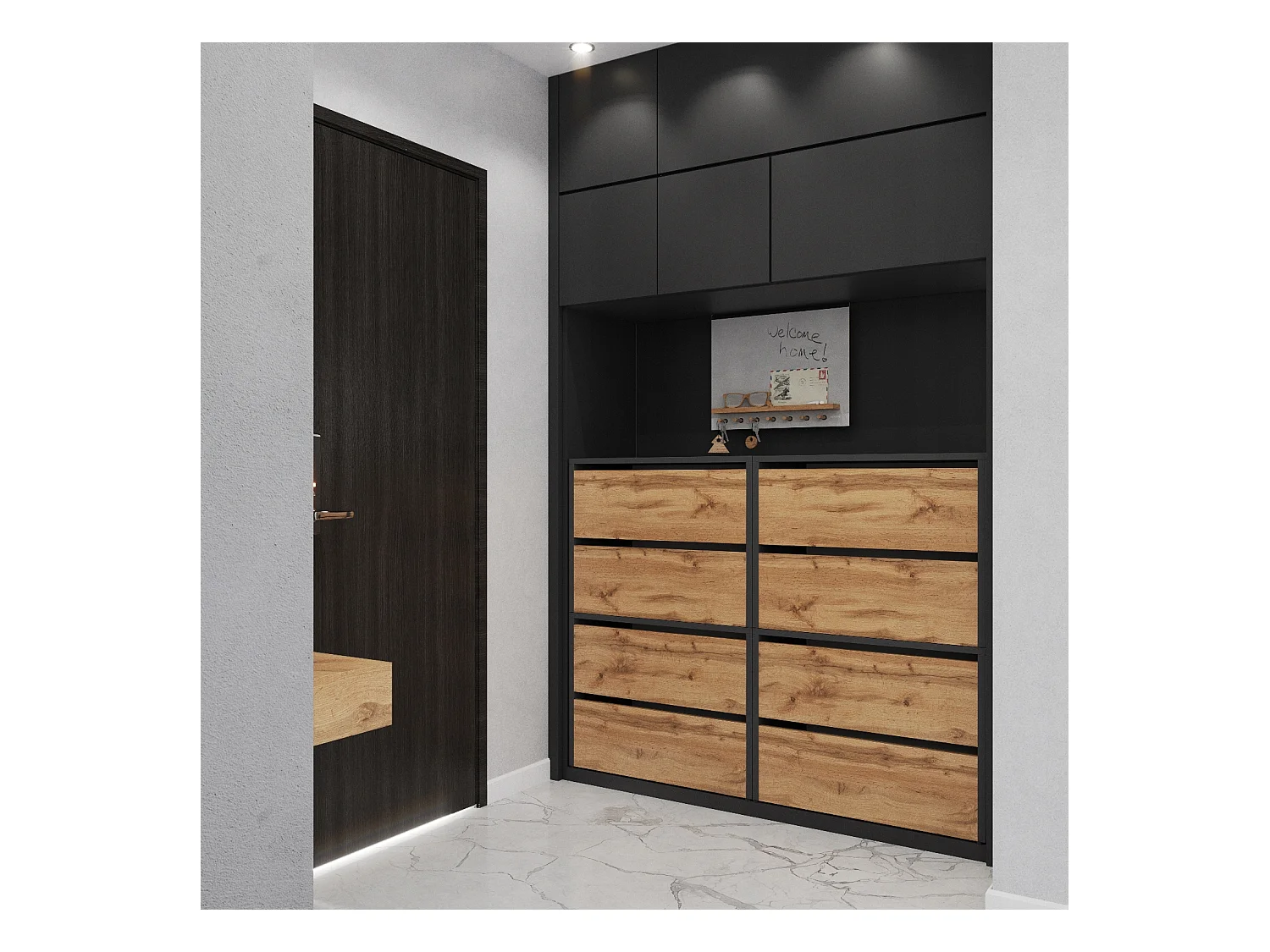 Grand Meuble à Chaussures 120x36x100 cm Gris + Chêne Wotan 20paires– Haut Rangement Étagère pour Entrée