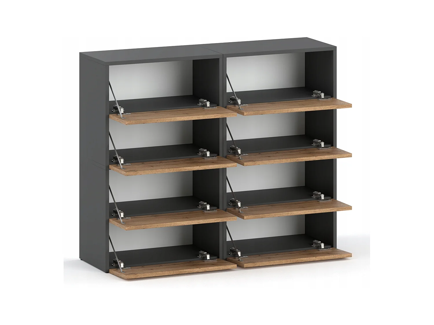 Grand Meuble à Chaussures 120x36x100 cm Gris + Chêne Wotan 20paires– Haut Rangement Étagère pour Entrée