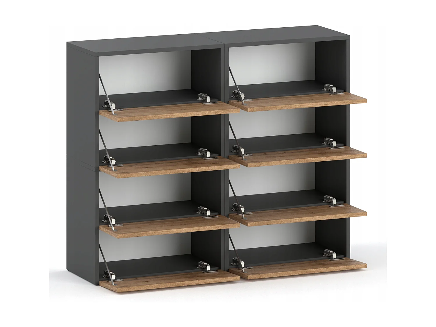 Grand Meuble à Chaussures 120x36x100 cm Gris + Chêne Wotan 20paires– Haut Rangement Étagère pour Entrée