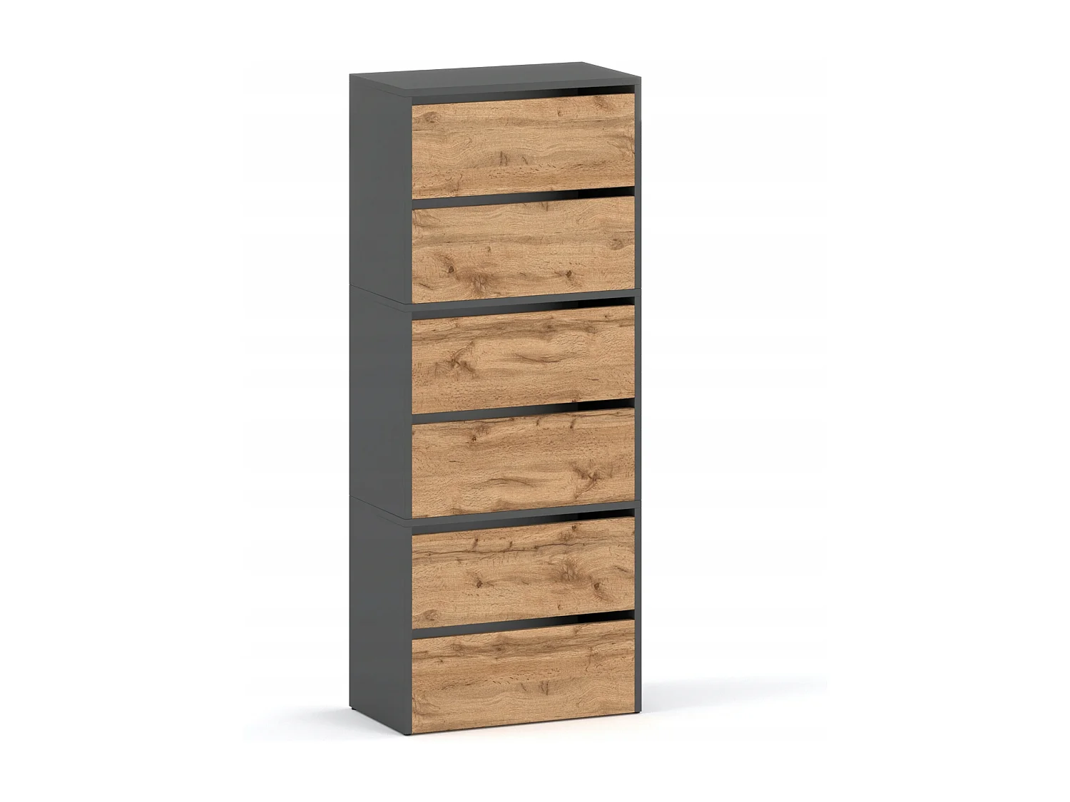 Meuble à Chaussures Étroit  Gris Chêne Wotan 60x36x150cm – Étagère Rangement Entrée