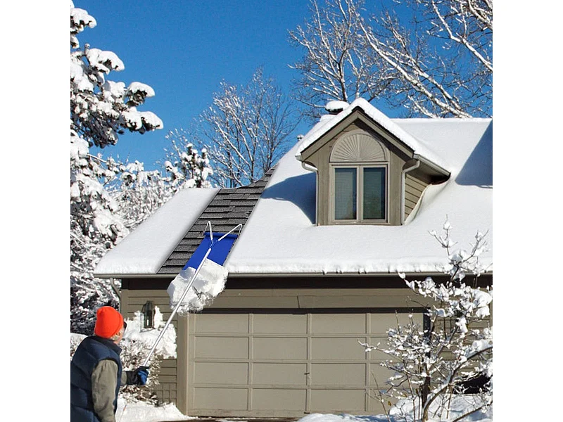 Rastrello per neve regolabile con pala in alluminio per la rimozione di neve, Rastrello per neve estensibile 661cm