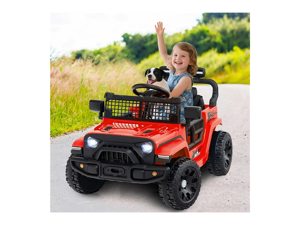 Auto elettrica per bambini a 12 V con telecomando, musica, clacson e luci LED Auto elettrica a 3 velocità rossa