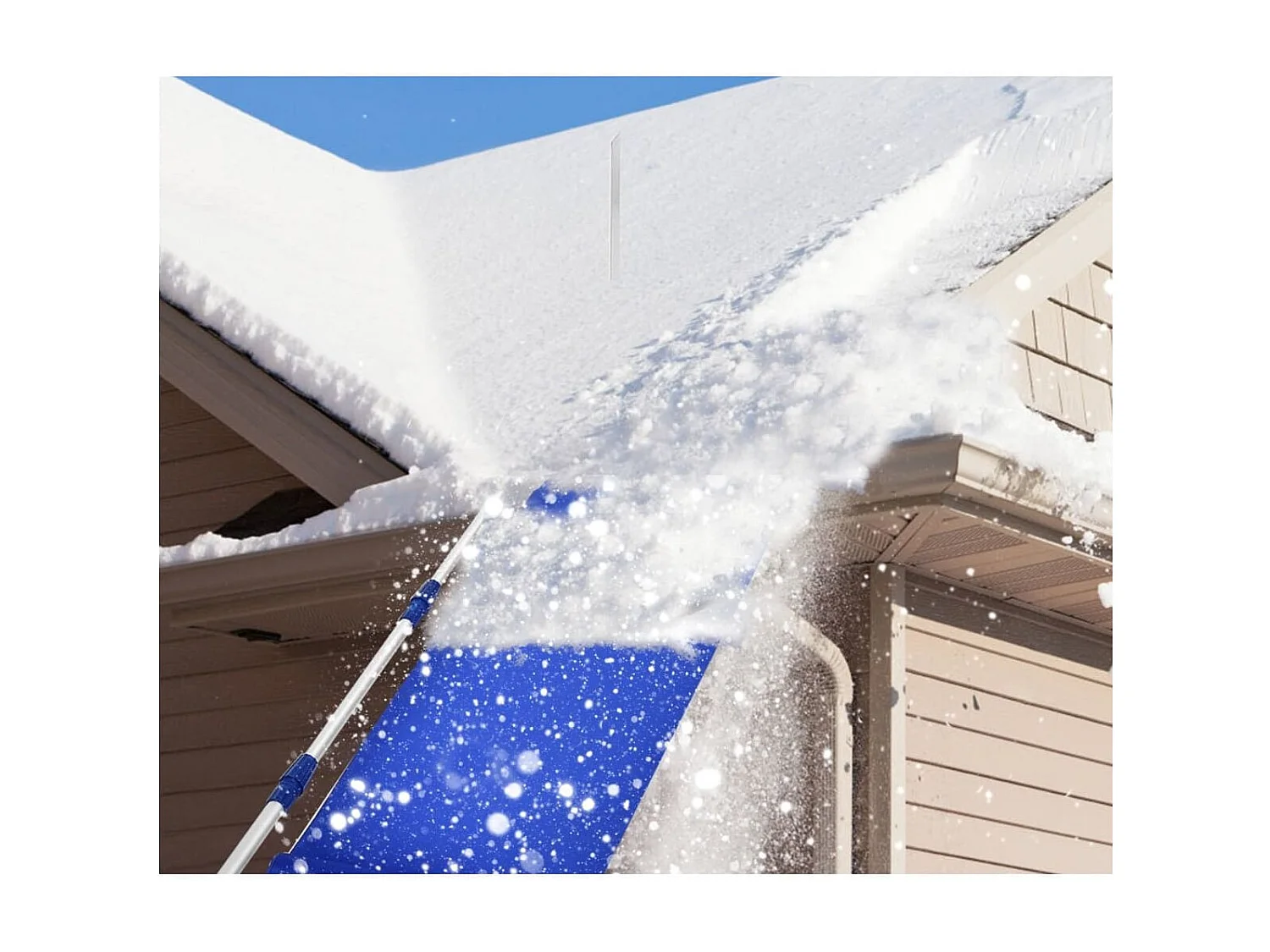 Râteau à Neige pour Toit en Aluminium Déneigement de Toit Poignée Extensible et Antidérapante Coupe pour Enlever la Neige Feuilles Mortes Branches