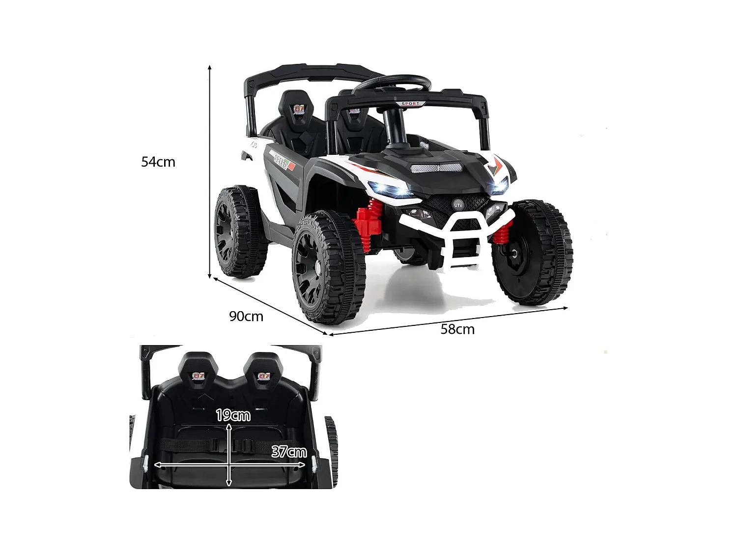 Bambini 12V auto elettrica con telecomando elettrico UTV Truck Kids Car Kids Vehicle Bianco