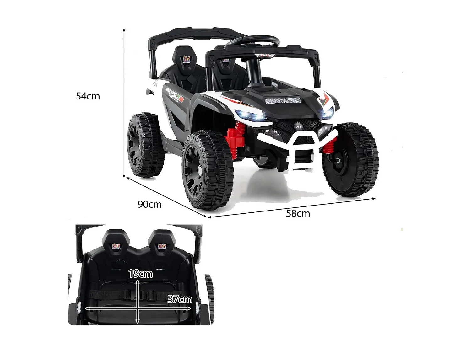 Bambini 12V auto elettrica con telecomando elettrico UTV Truck Kids Car Kids Vehicle Bianco