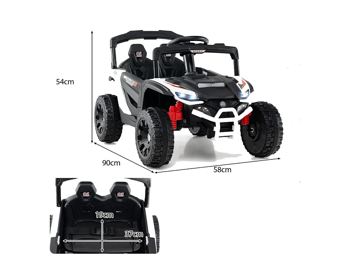 Enfants 12V Voiture électrique avec télécommande Camion UTV électrique Véhicule pour enfants Blanc