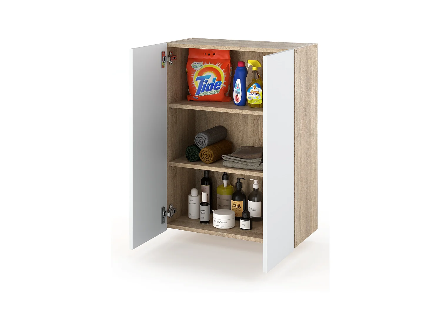 Armoire murale Chêne Sonoma Blanc 60 cm – Meuble haut et colonne pour salle de bain