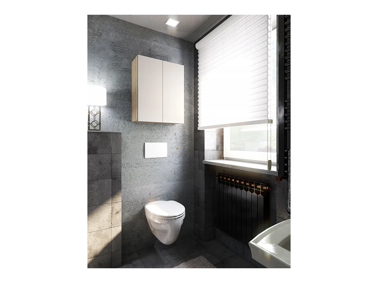 Armoire murale Chêne Sonoma Blanc 60 cm – Meuble haut et colonne pour salle de bain