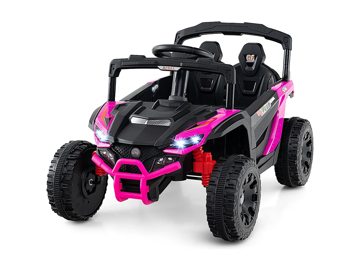Kinder 12V Elektroauto mit Fernbedienung Elektrischer UTV-Truck Kinderauto Kinderfahrzeug Rosa