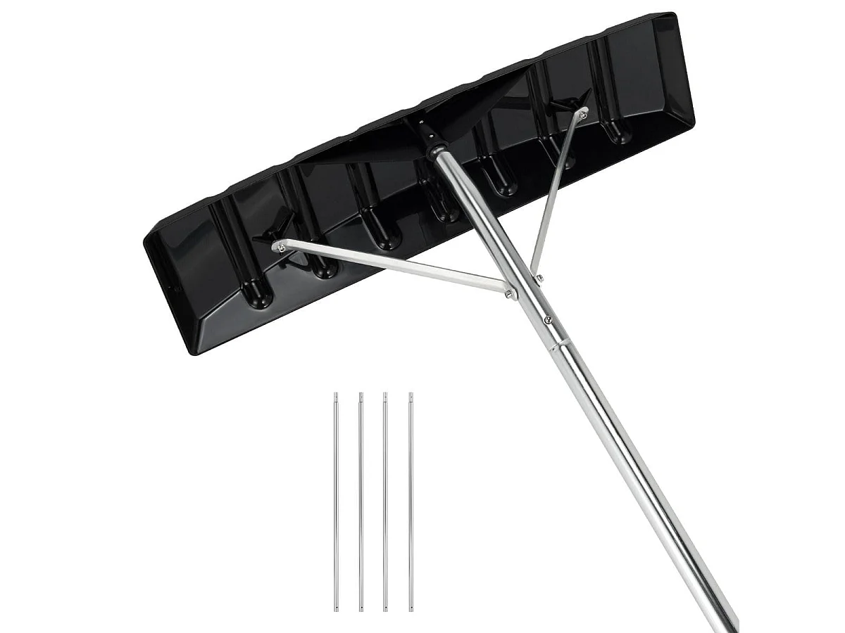 Râteau de Toit à Neige Réglable Déneigement de Toit Râteau à Neige en Aluminium avec Lame 40 cm de Largeur Manche Antidérapante en TPE
