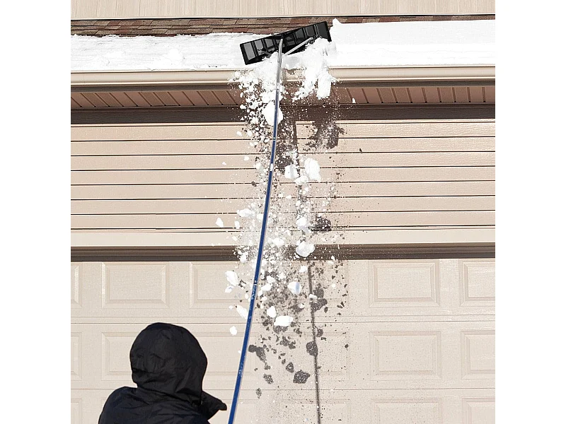 148-608 cm Schneeschaufel aus Aluminium mit rutschfestem Griff & Kunststoffklinge Silber