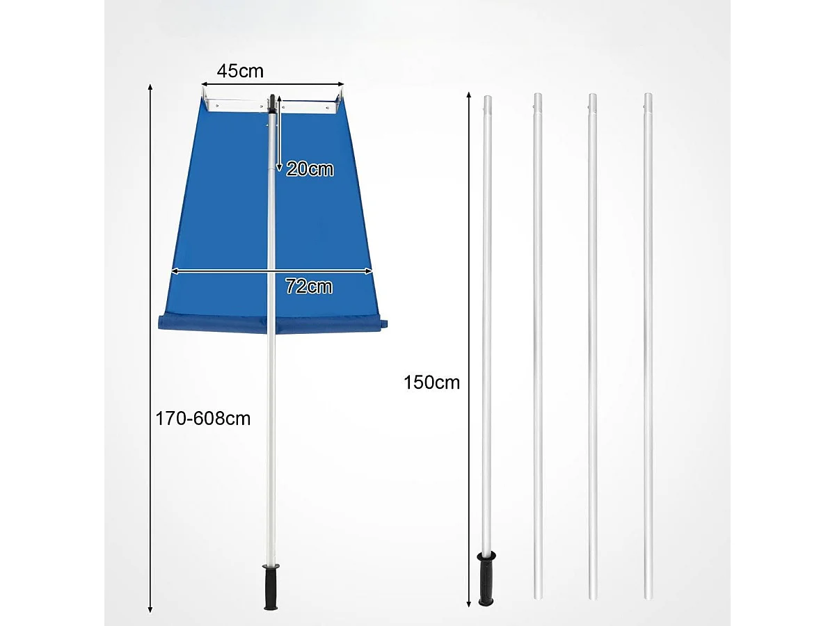 Râteau à Neige pour Toit avec 4 Tiges d'Extension 170-608 cm Déneigement de Toit en Aluminium pour Maison Véhicule