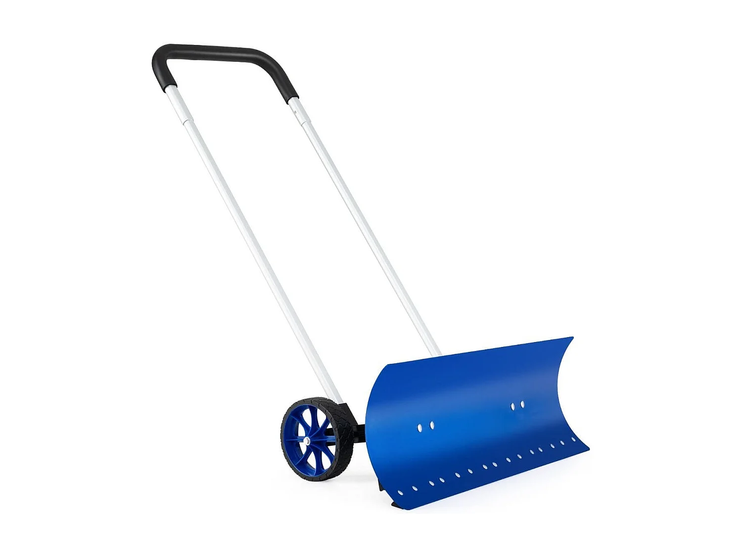 Pelle à Neige en Aluminium de 95cm avec Roues Poussoir à Neige avec Lame Réversible et Coudée Bidirectionnelle Matériau Aluminium Bleu