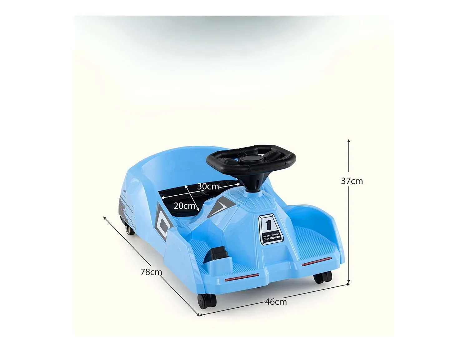 Go-kart elettrico per la pulizia 12V con mop staccabile Telecomando a 3 velocità Blu