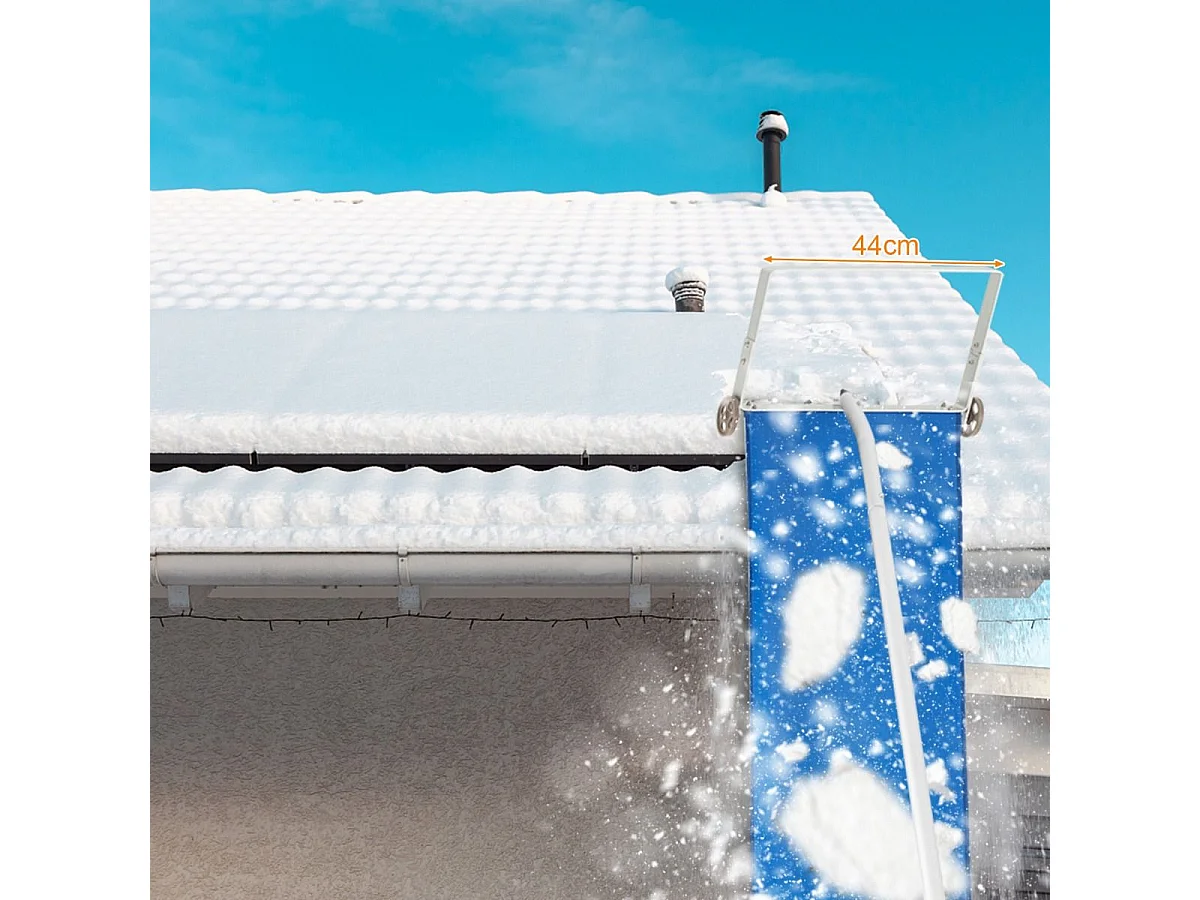 Râteau à Neige pour Toit avec 4 Tiges D'extension 151-611 CM Déneigement de Toit en Aluminium pour Maison Véhicule Garage