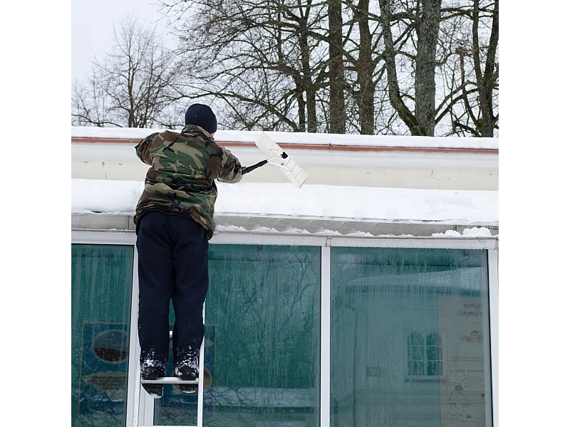 Rastrello da neve per tetti in alluminio da giardino con altezza regolabile 190-630cm
