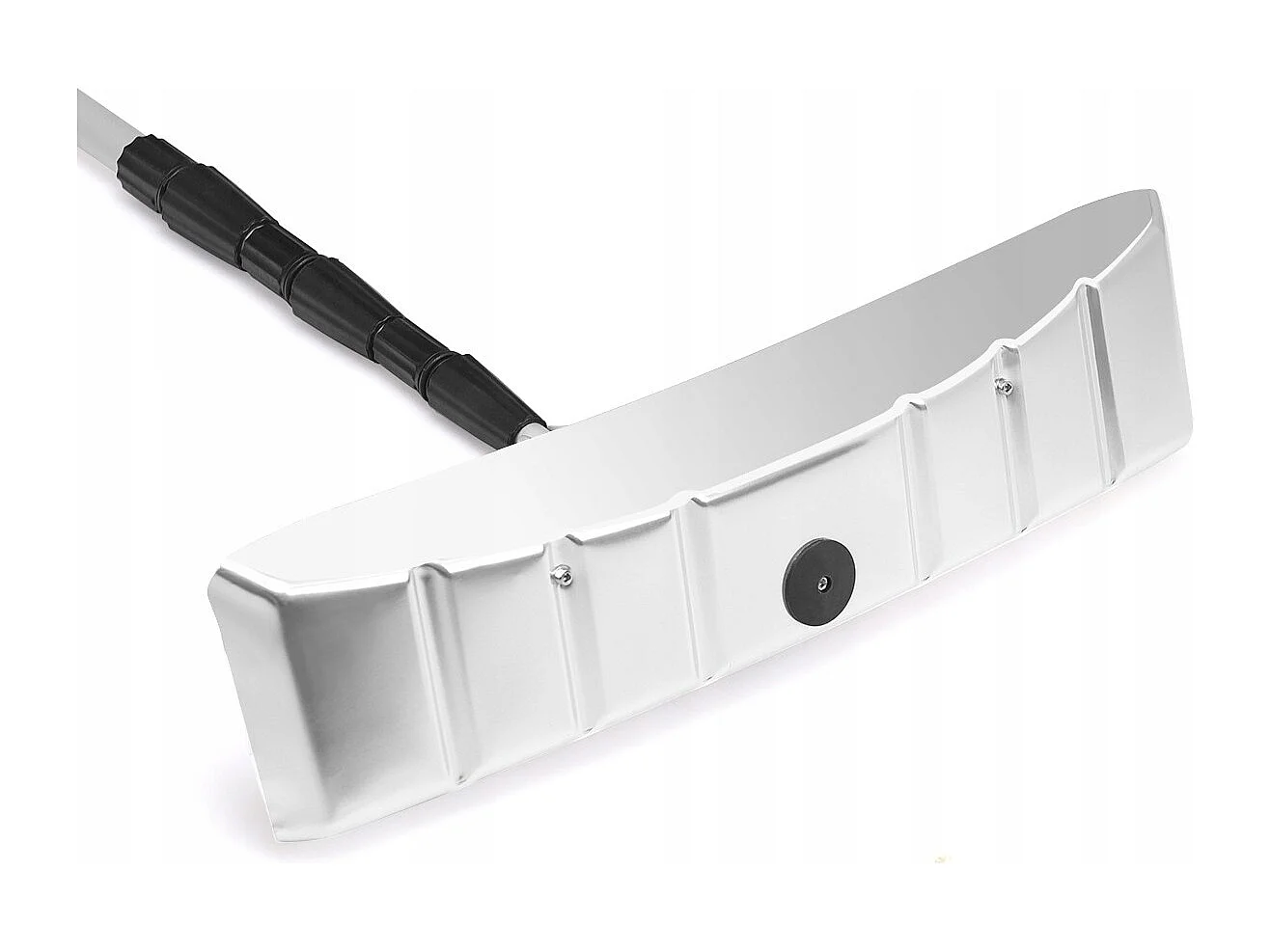 Râteau à Neige Tige Télescopique Réglable 193-630cm Poignée Antidérapante en Aluminium Tête 63x15cm Blanc Argenté