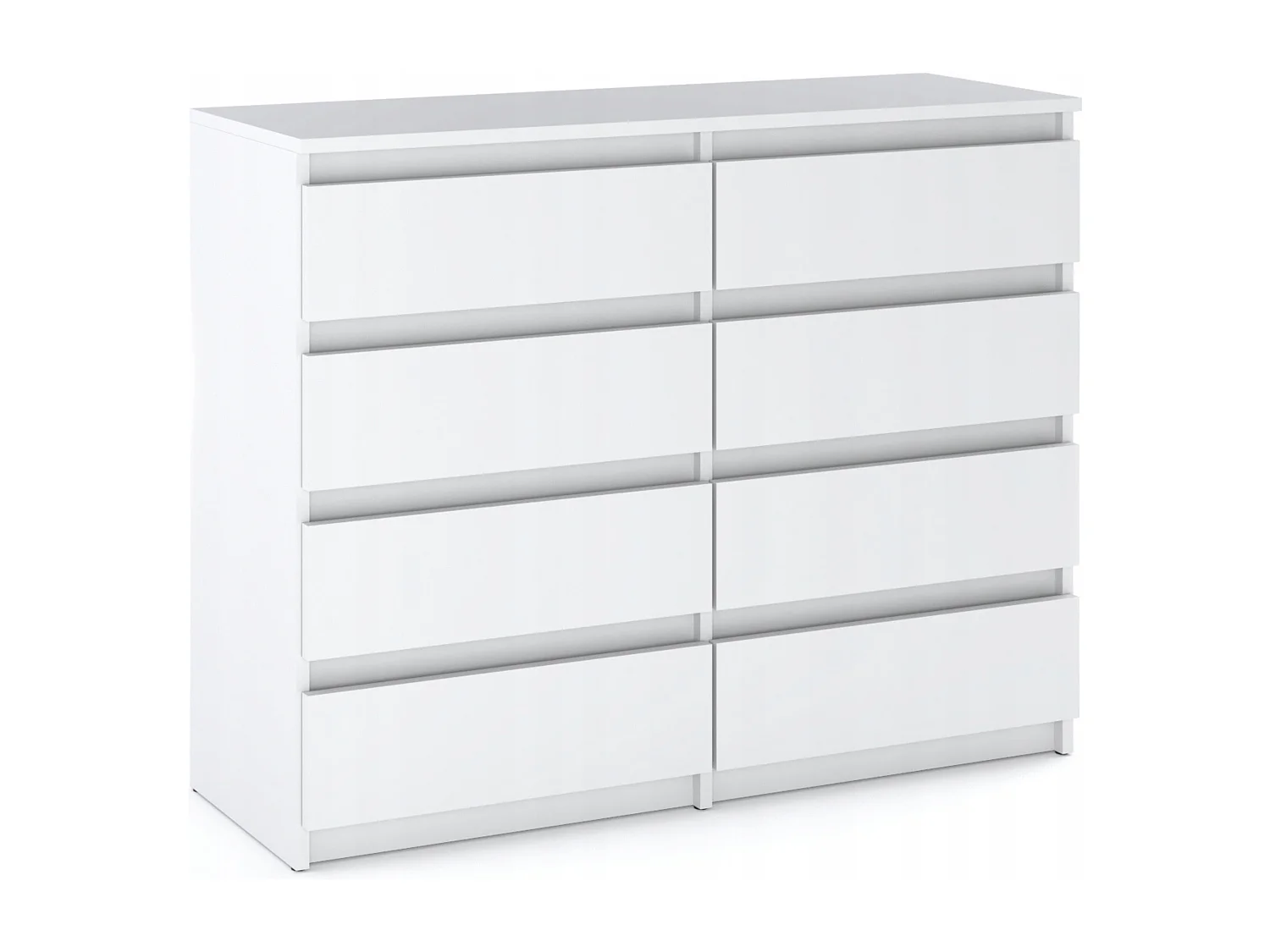 Grande commode blanche mat 120 cm avec 8 tiroirs – Meuble TV moderne pour salon