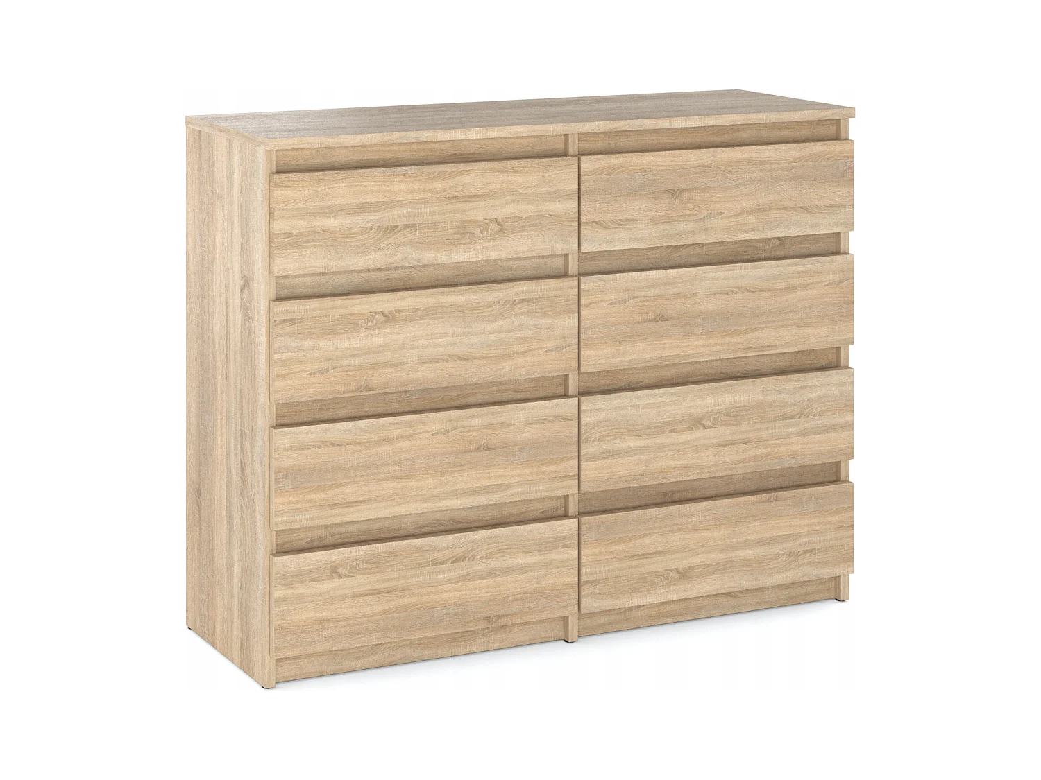 Commode moderne 120 cm Chêne Sonoma  avec 8 tiroirs – Grand meuble de rangement pour salon