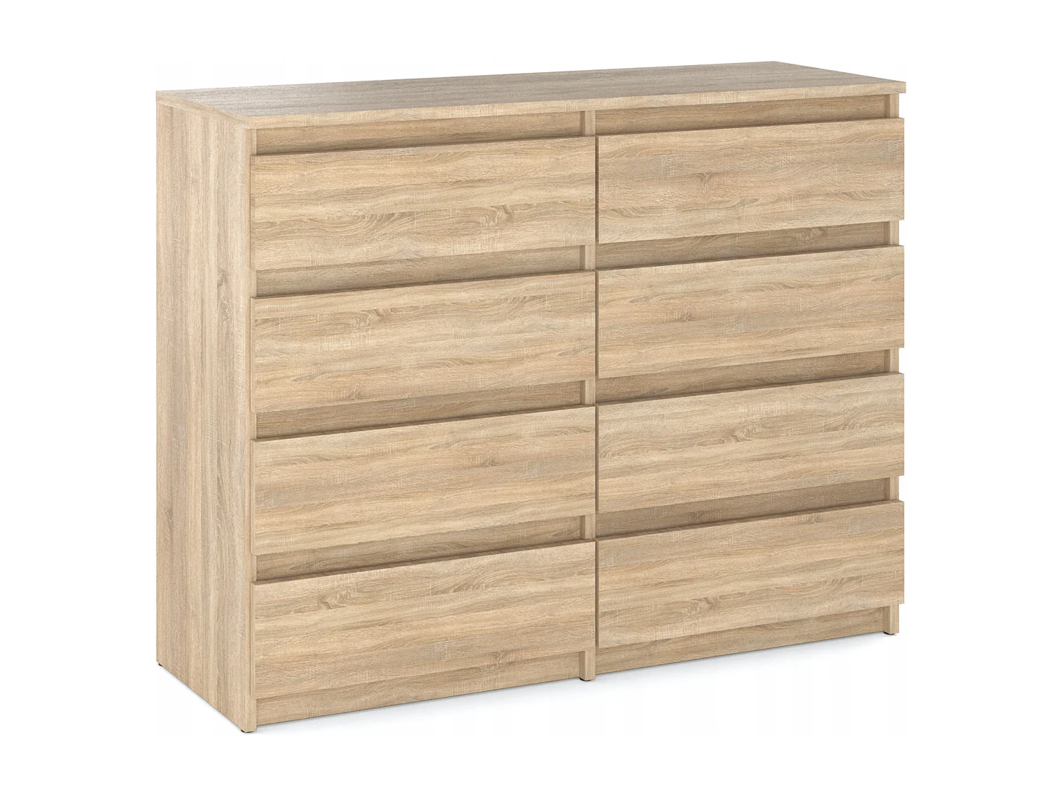 Moderne commode van 120 cm in Sonoma eiken met 8 lades – Groot opbergmeubel voor de woonkamer