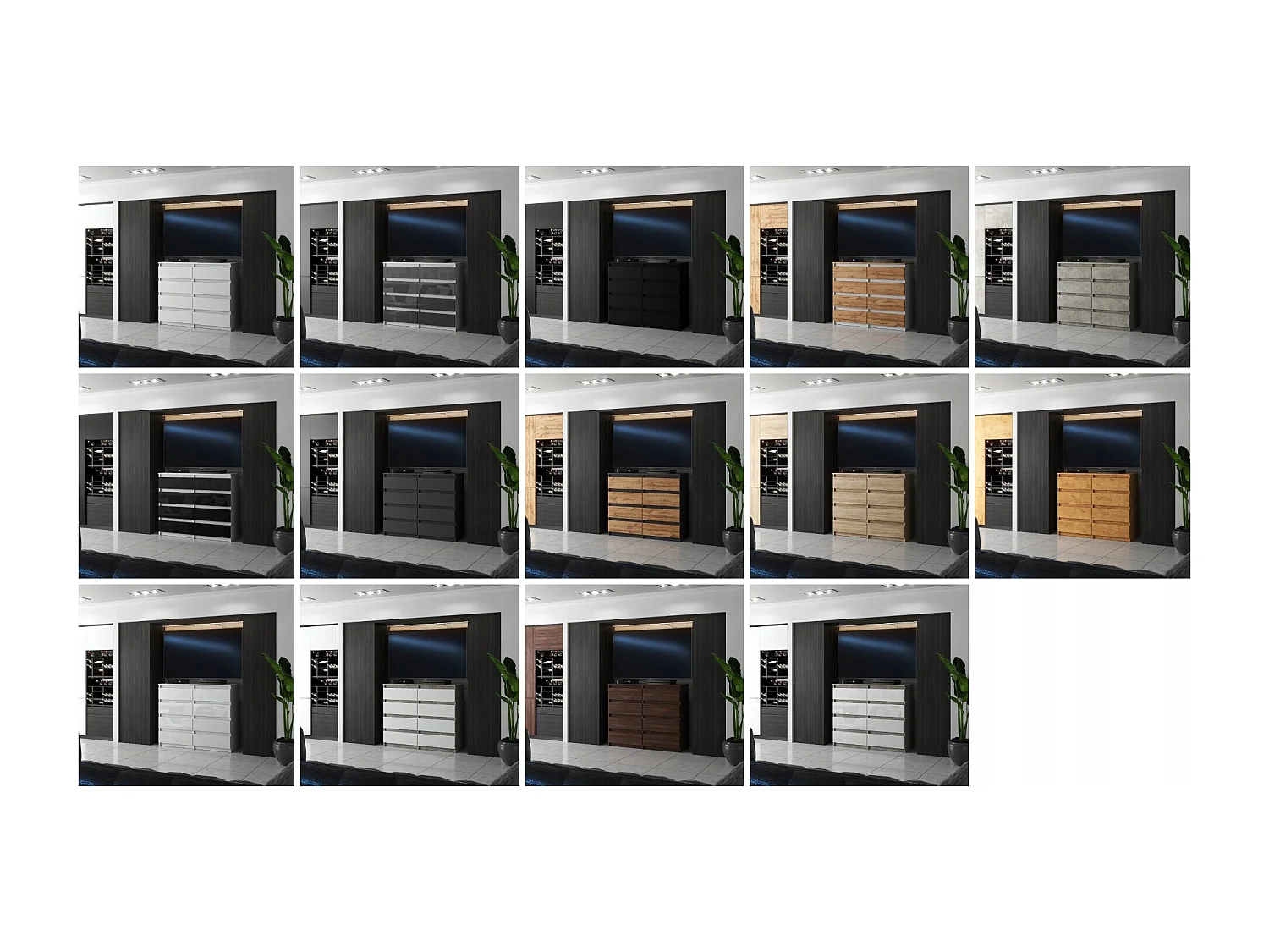 Commode moderne 120 cm Chêne Wotan avec 8 tiroirs – Grand meuble de rangement pour salon