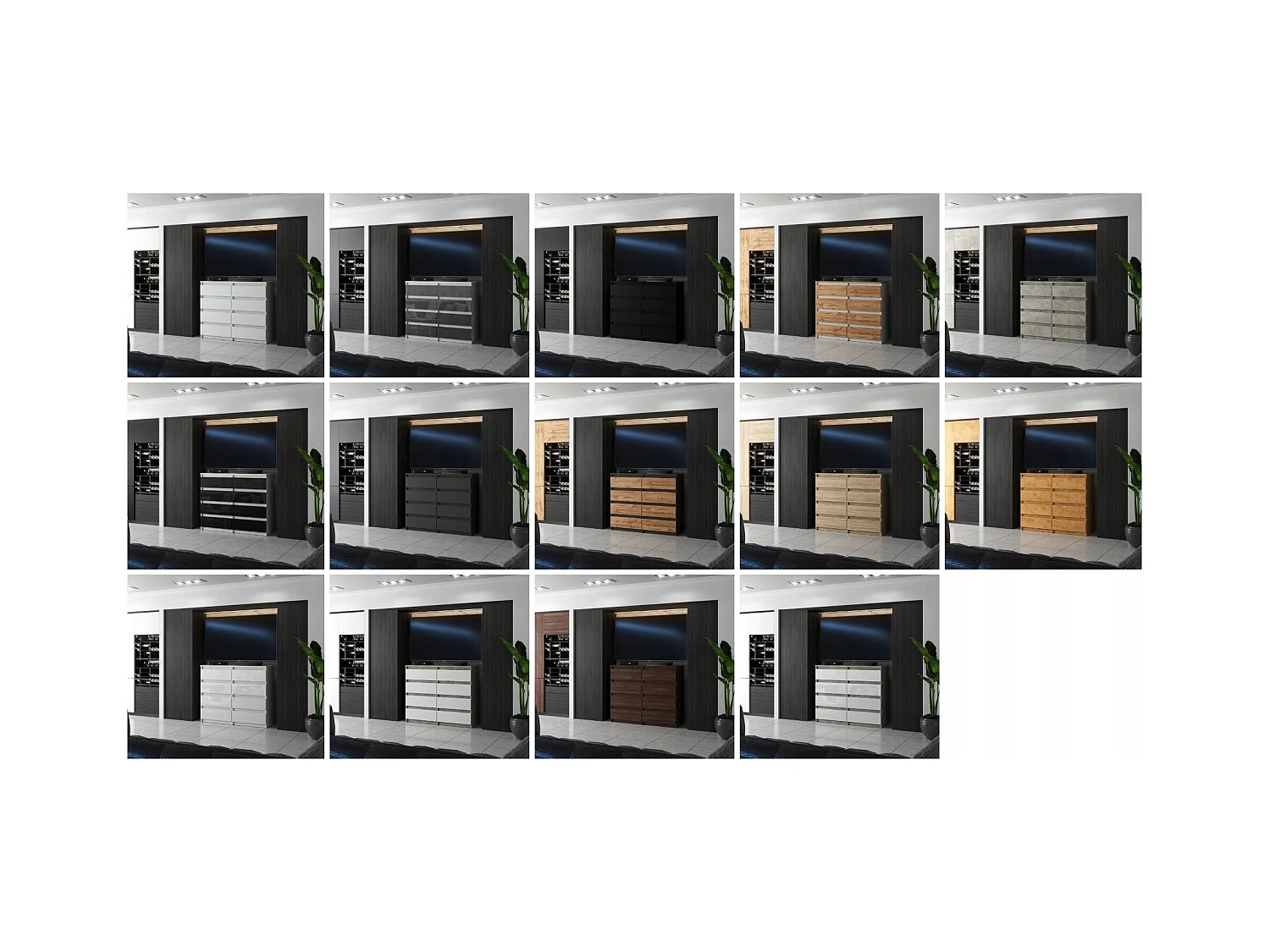 Grande Commode moderne 120 cm Chêne Wenge avec 8 tiroirs – Grand meuble de rangement pour salon