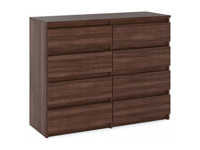 Grande Commode moderne 120 cm Chêne Wenge avec 8 tiroirs – Grand meuble de rangement pour salon