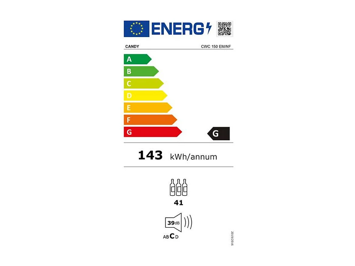 Candy DiVino CWC 150 EM/NF Cantinetta vino con compressore Libera installazione Nero 41 bottiglia/bottiglie