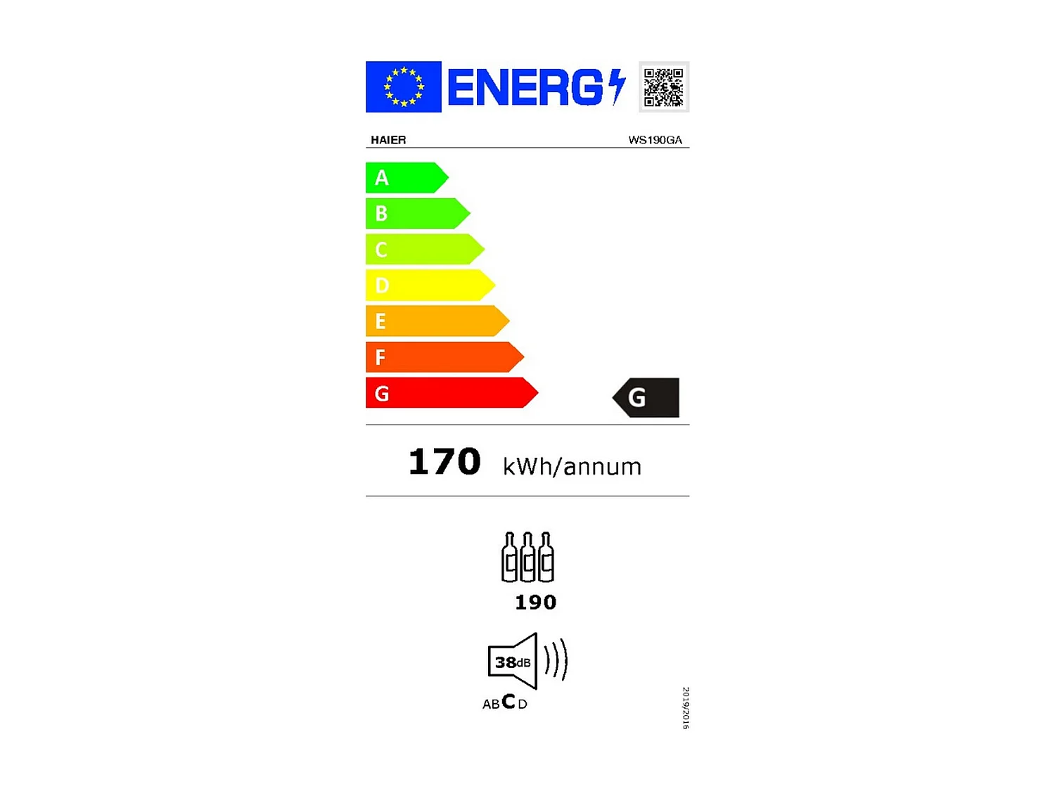 Haier Wine Bank 60 Serie 5 WS190GA Cantinetta vino con compressore Libera installazione Nero 189 bottiglie