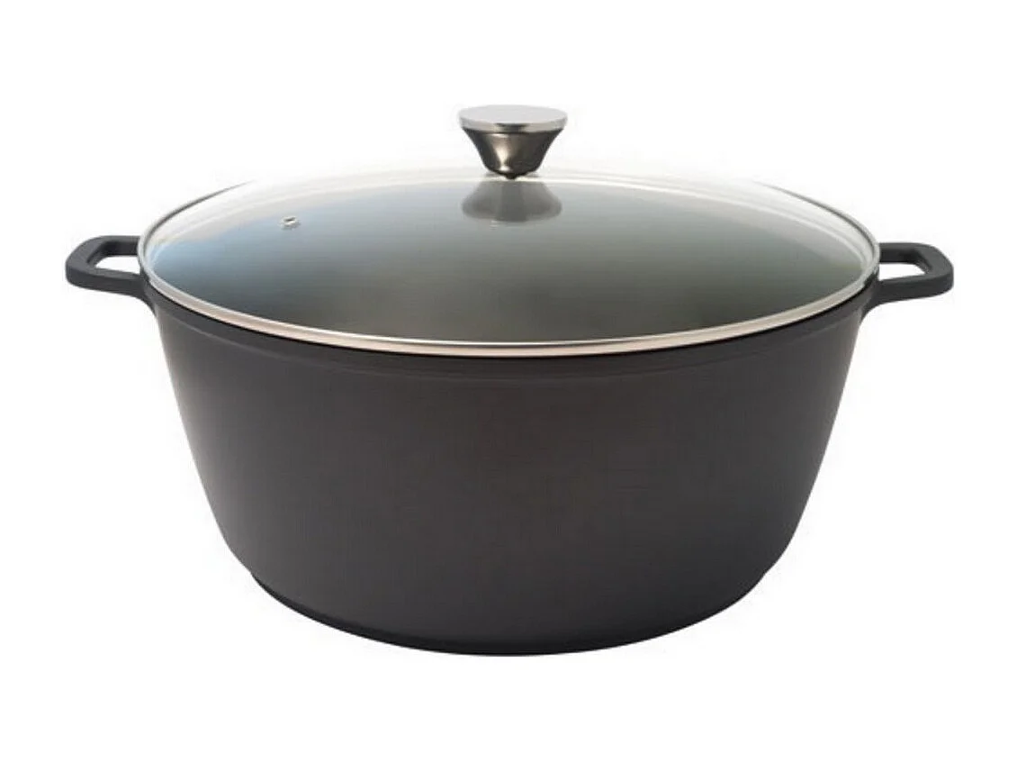 Olla de cocción lenta alta, interior de cerámica con tapa - 32 cm