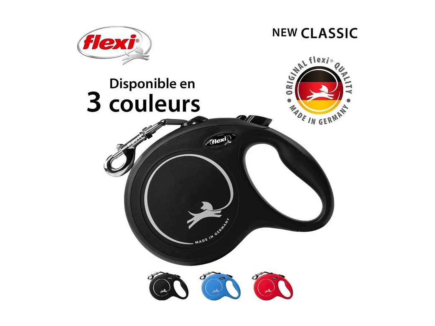 Laisse L Tape 8 m noir