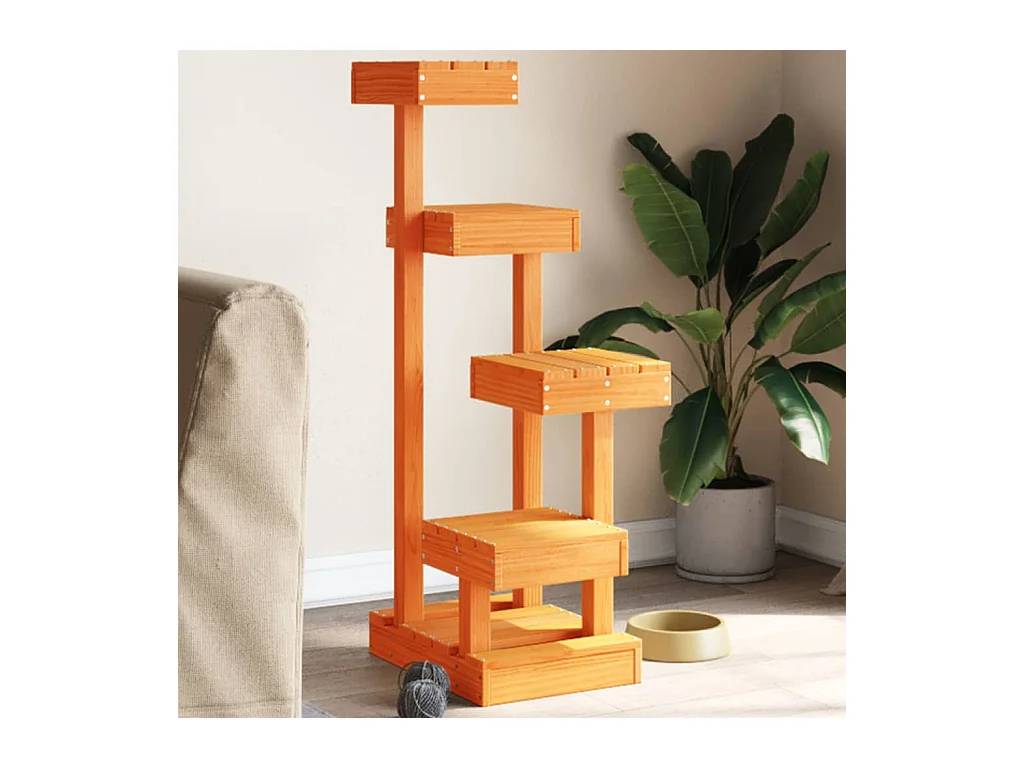 Albero per Gatti Marrone Cera 45,5x49x103 cm in Legno di Pino