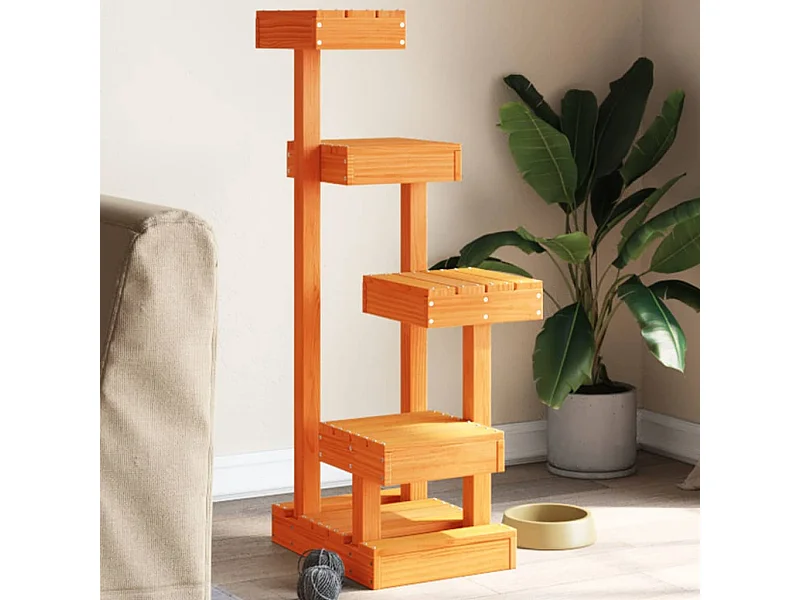 Kratzbaum Wachsbraun 45,5x49x103 cm Massivholz Kiefer