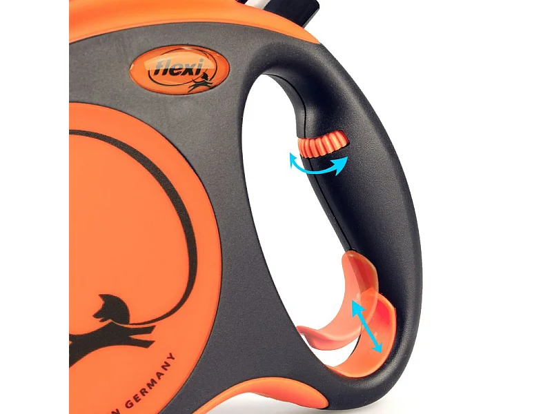 Laisse sangle - Taille L - 5m - Noir et orange