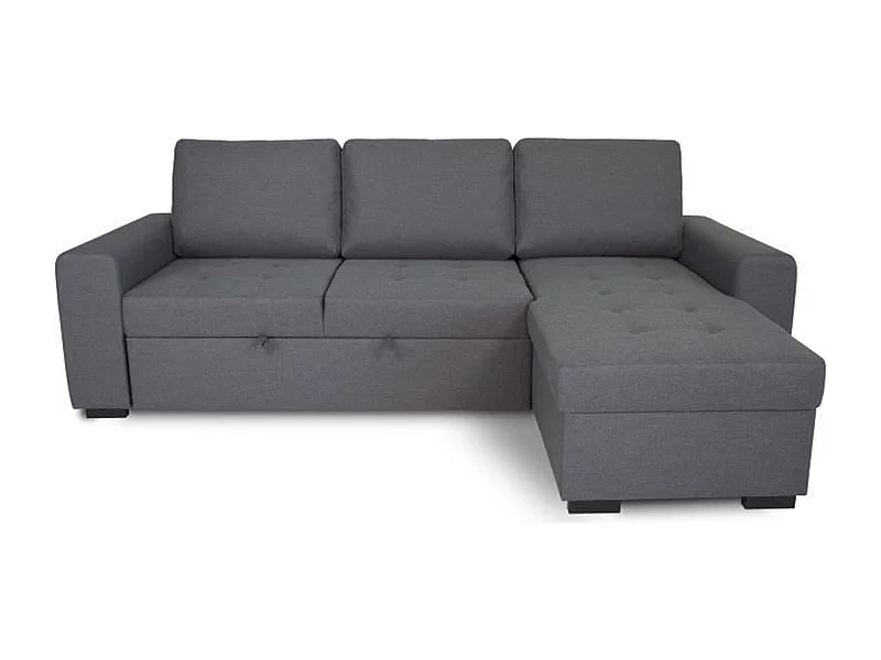 Canapé d'angle convertible réversible CATHY 3 places - Tissu Gris - 242 x 155 x 85 cm