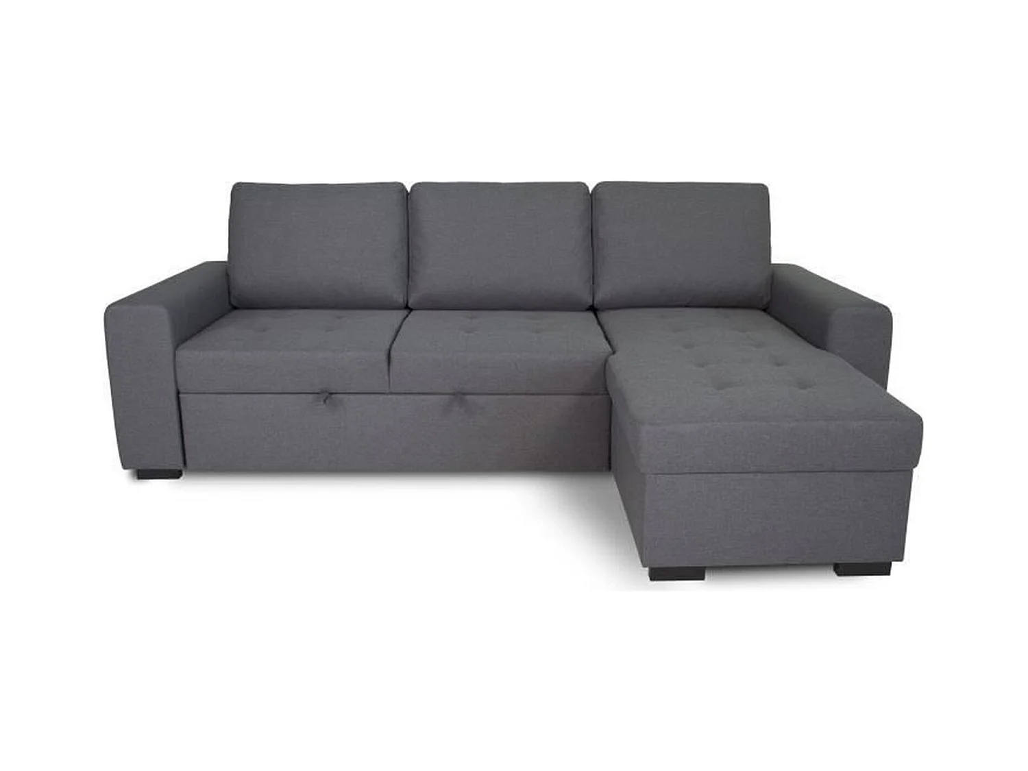 Canapé d'angle convertible réversible CATHY 3 places - Tissu Gris - 242 x 155 x 85 cm