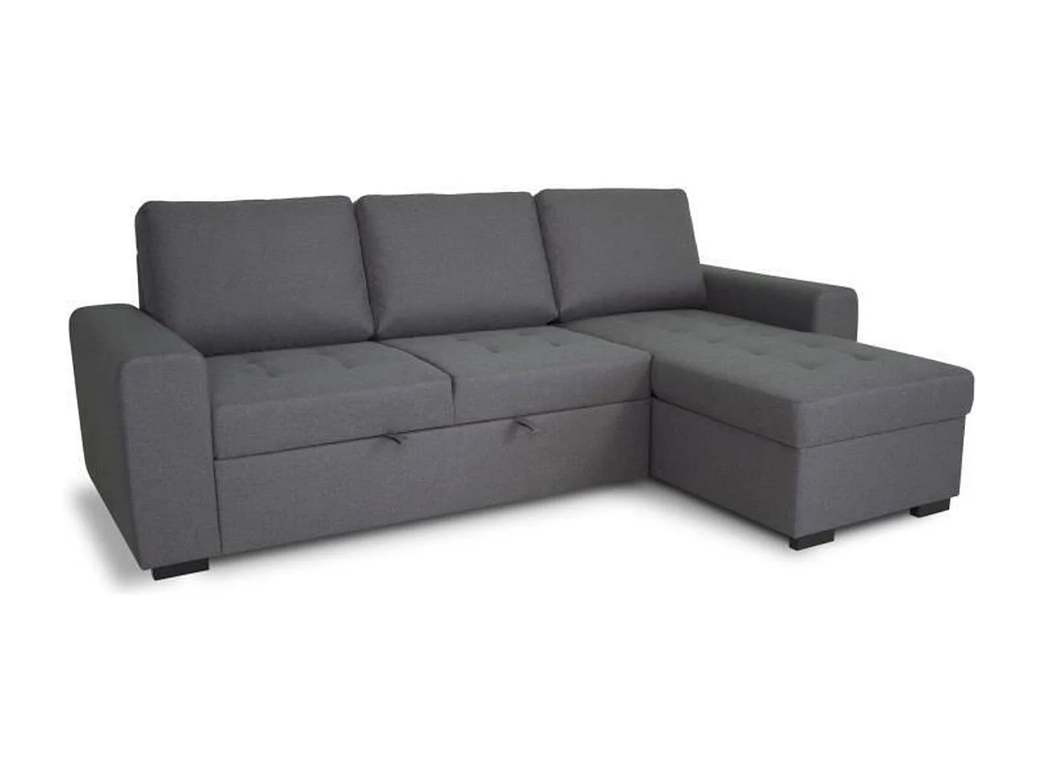 Canapé d'angle convertible réversible CATHY 3 places - Tissu Gris - 242 x 155 x 85 cm