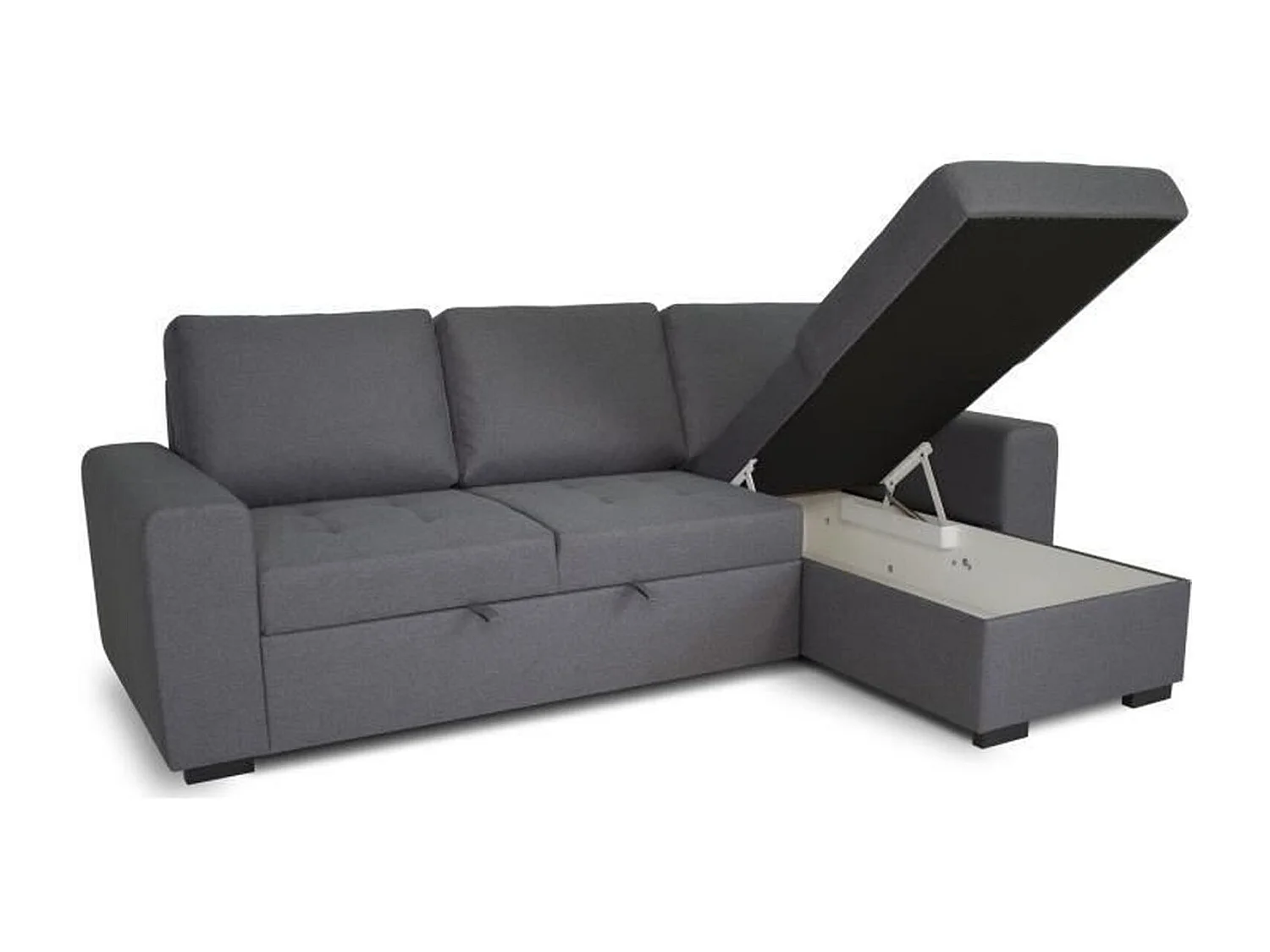 Canapé d'angle convertible réversible CATHY 3 places - Tissu Gris - 242 x 155 x 85 cm