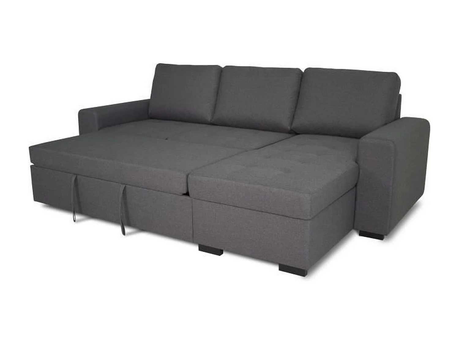 Canapé d'angle convertible réversible CATHY 3 places - Tissu Gris - 242 x 155 x 85 cm