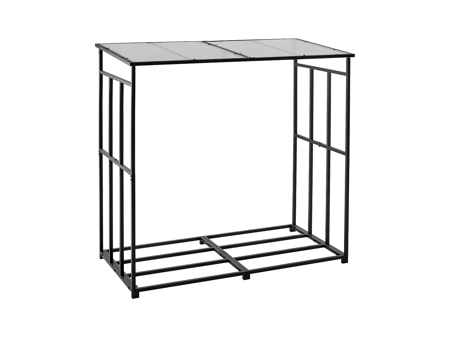 Support à Bois SucceBuy de Chauffage avec Toit Incliné, Range-bûches Extérieur Métal, 143 x 70 x 143 cm, Capacité Charge Maximale 299,4 kg, pour Terrasse