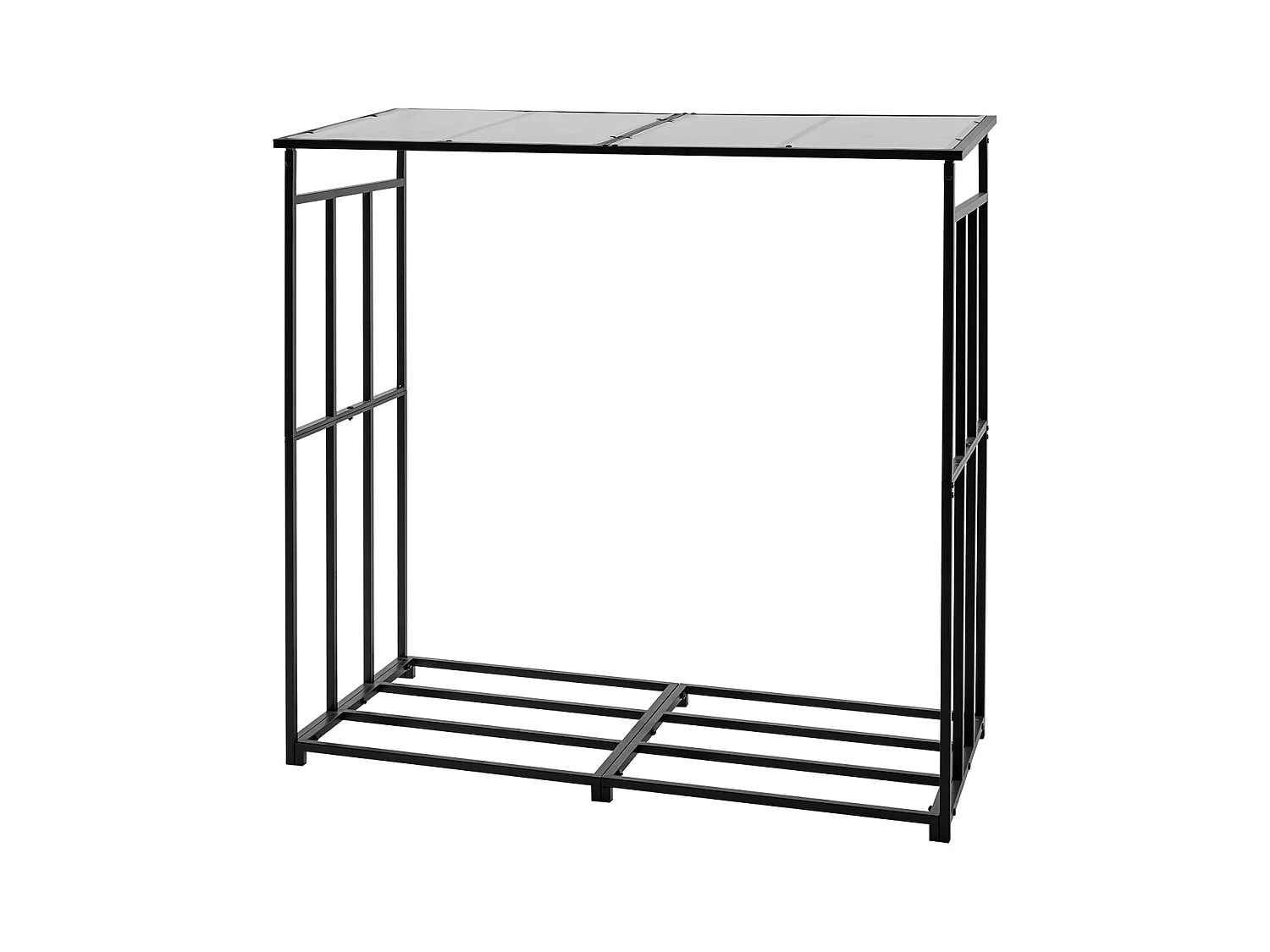 Support à Bois SucceBuy de Chauffage avec Toit Incliné, Range-bûches Extérieur Métal, 143 x 70 x 143 cm, Capacité Charge Maximale 299,4 kg, pour Terrasse