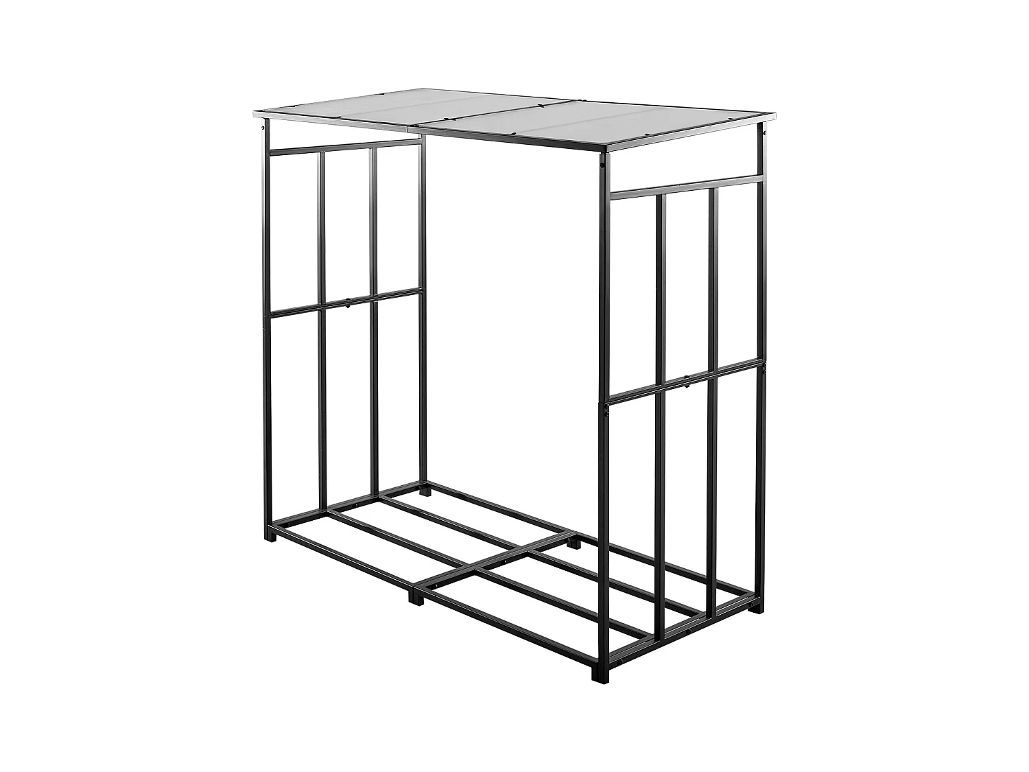 Support à Bois SucceBuy de Chauffage avec Toit Incliné, Range-bûches Extérieur Métal, 143 x 70 x 143 cm, Capacité Charge Maximale 299,4 kg, pour Terrasse