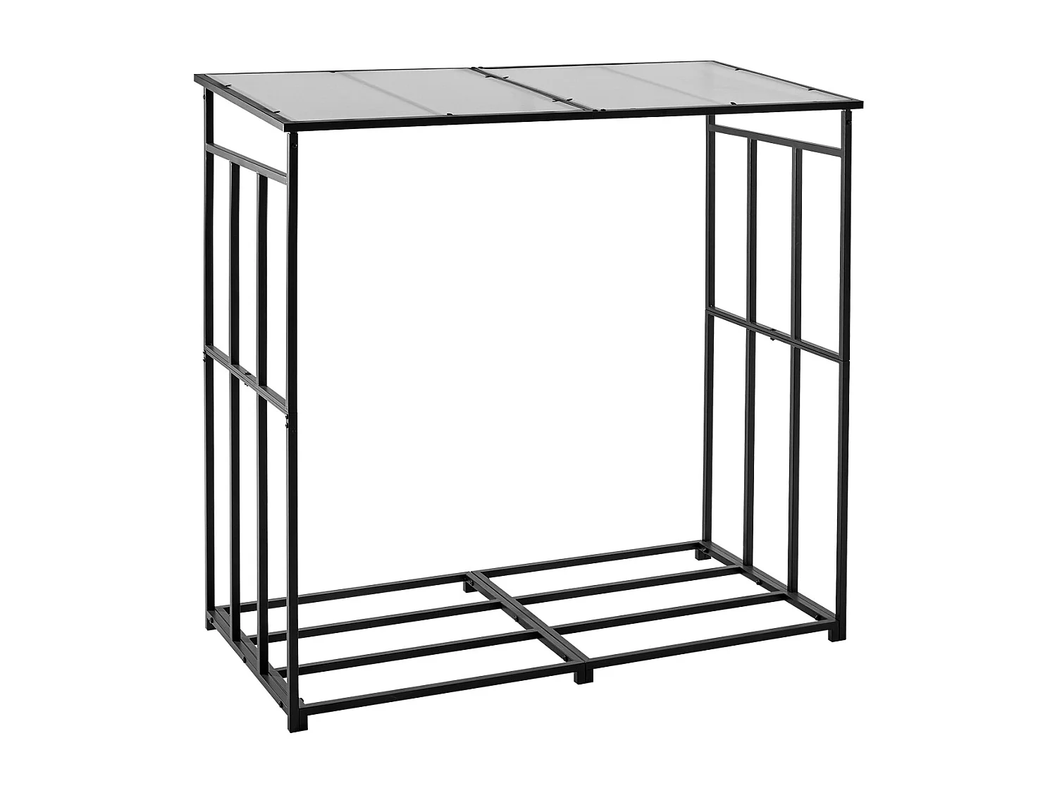 Schowek na Drewno SucceBuy do Ogrzewania z Pochyłym Daszkiem, Metalowy Zewnętrzny Schowek na Drewno, 143 x 70 x 143 cm, Maksymalna Nośność 299,4 kg, na Taras